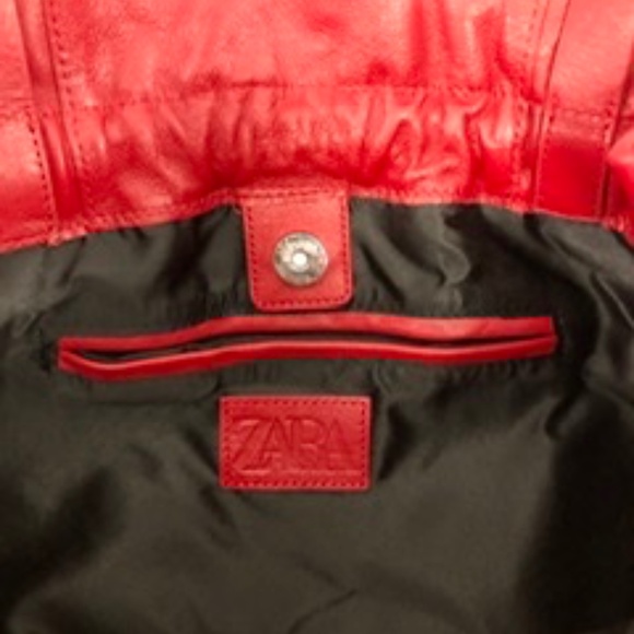 ZARA LEATHER Tote Shoulder Bag, M, NWT - Picture 6 of 8